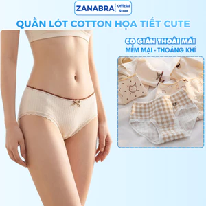 Quần Lót Nữ Hình Gấu Đáng Yêu, Quần Lót Cotton Lưng Thun Vừa Đính Nơ ZANABRA L120