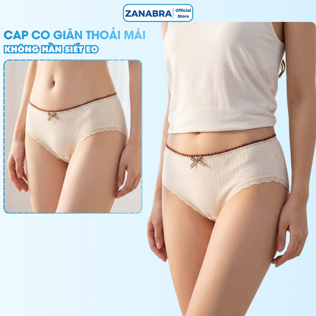 [ Xả Hàng ] Quần Lót Nữ Hình Gấu Đáng Yêu, Quần Lót Cotton Lưng Thun Vừa Đính Nơ ZANABRA L120