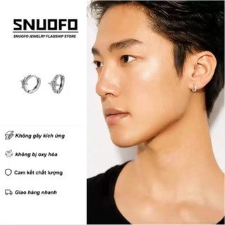 SNUOFO - Khuyên tai vòng nam nữ đồng đính đá ngôi sao sáng phong cách tối giản thiết kế độc đáo