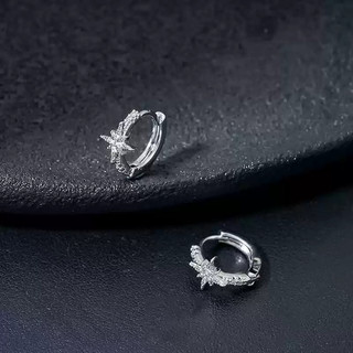 SNUOFO - Khuyên tai vòng nam nữ đồng đính đá ngôi sao sáng phong cách tối giản thiết kế độc đáo