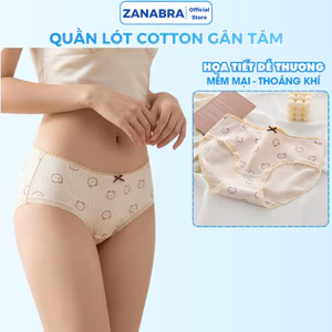 Combo 4 Quần Lót Cotton Nữ Gân Tăm Họa Tiết Cute, Quần Lót Cotton Lưng Thun Đính Nơ ZANABRA L120