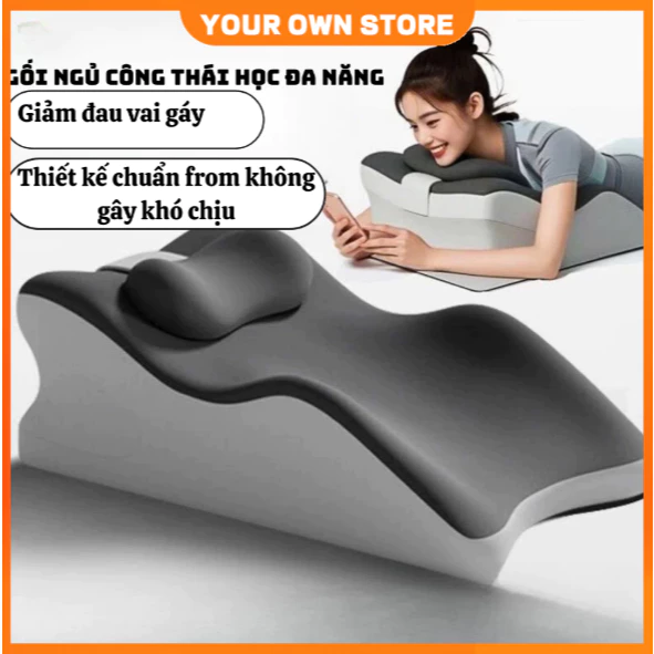 🔥FREESHIP🔥Gối Memory Foam đa năng - Giảm đau vai gáy, ngủ ngon & đọc sách, thiết kế công thái học