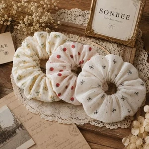 Scrunchies vải xô muslin, nhiều mẫu họa tiết, nhiều size