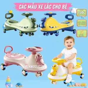 🧸𝑴𝒊𝒆̂̃𝒏 𝑺𝒊́𝒑🧸Xe lắc khủng Long cho bé ,có nhạc đèn nét chạy vòng quanh xe cho bé từ 8 tháng tuổi đến tuổi,chịu tải 80kg