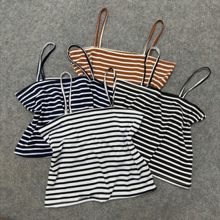 Áo Hai Dây Bigsize Nữ Kẻ Sọc Ngang (KHÔNG MÚT) Vải Thun Co Giãn Dáng Croptop Thể Thao A356