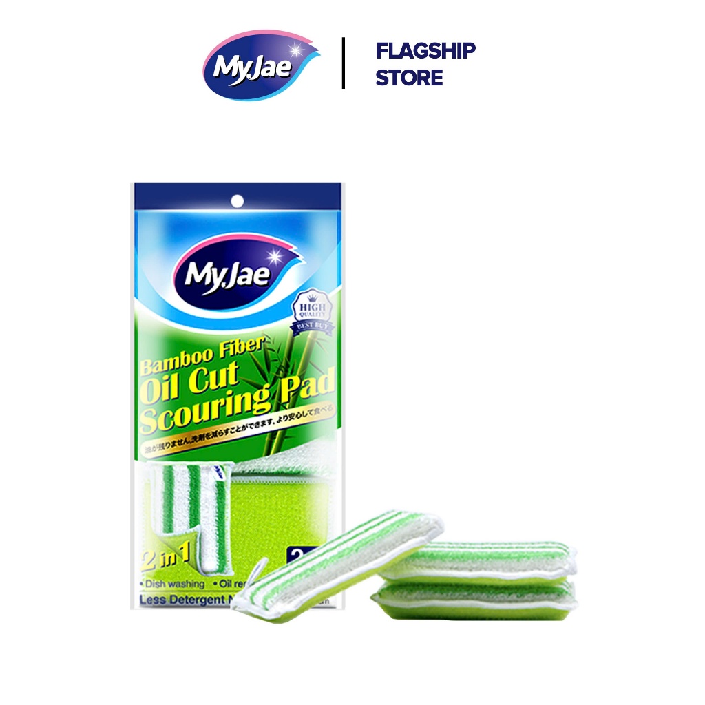 COMBO 3 Miếng rửa chén đa năng sợi tre MyJae,miếng rửa chén chống xước 2 mặt, siêu bền đánh bay dầu