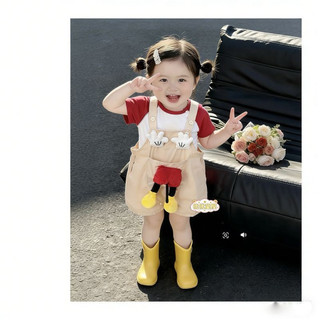 Set yếm đùi kèm áo hình mickey cho bé