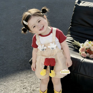Set yếm đùi kèm áo hình mickey cho bé