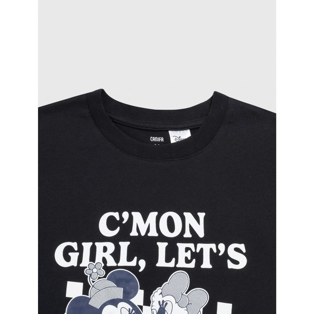 Áo phông nữ CANIFA áo thun chất cotton USA dáng boxy in hình Mickey & Friends 6TS26S004