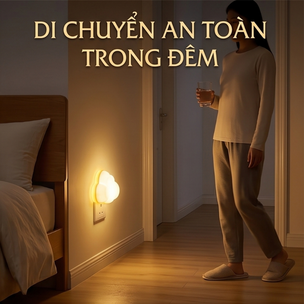 Đèn Ngủ LED Cảm Ứng Ánh Sáng Tự Động Bật Tắt, Bóng Đèn Ngủ Nhiều Mẫu Cute Ánh Sáng Trắng Dịu Nhẹ