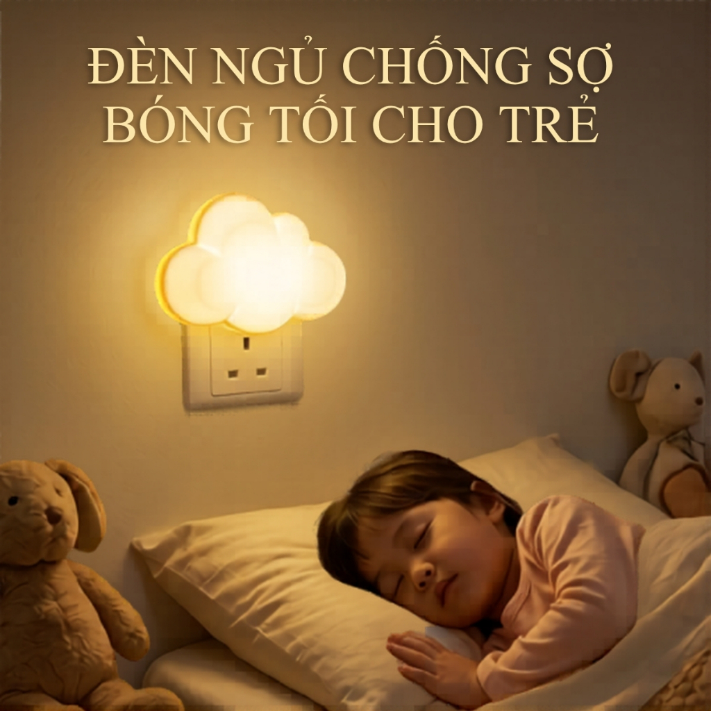 Đèn Ngủ LED Cảm Ứng Ánh Sáng Tự Động Bật Tắt, Bóng Đèn Ngủ Nhiều Mẫu Cute Ánh Sáng Trắng Dịu Nhẹ