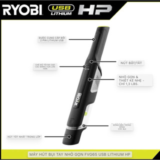 Máy hút bụi cầm tay Ryobi 4V - Tặng kèm 2 pin 4v - Máy hút bụi ô tô, gia đình hàng bãi Úc chuẩn zin