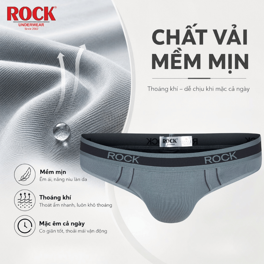 Quần Lót Nam ROCK QA535 Trẻ Trung Cotton Cao Cấp, Quần Sịp Nam Co Giãn 4 Chiều Thoáng Khí Thoái Mái