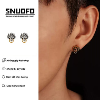 SNUOFO - Khuyên tai nam hình thú thần thoại Trung Hoa thép titan cổ điển phong cách đường phố độc cá tính cao cấp