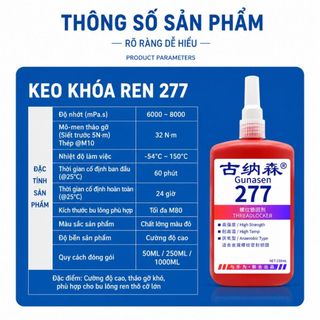 Keo Khóa Ren GUNASEN 243 263 277 638 680 Chống Tự Tháo Lỏng Bulong Ốc Vít  Chịu Dầu Chịu Lực Cao