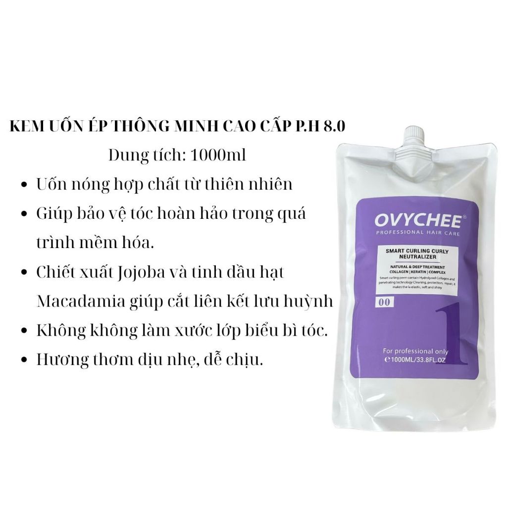 Thuốc uốn - ép OVYCHEE - 1000ml Sóng xoăn căng bóng, mềm mại tự nhiên, mùi thơm dễ chịu