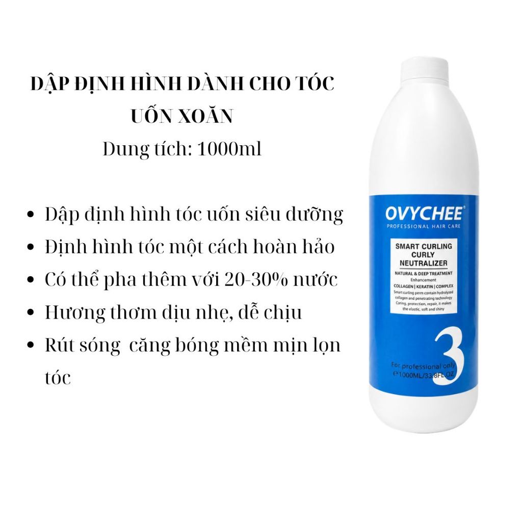 Thuốc uốn - ép OVYCHEE - 1000ml Sóng xoăn căng bóng, mềm mại tự nhiên, mùi thơm dễ chịu