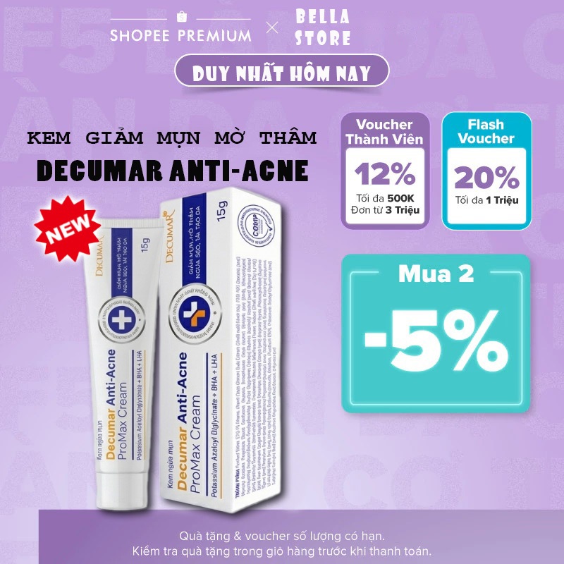Kem Chấm Giảm Mụn Viêm, Mờ Thâm Sẹo Thế Hệ Mới Decumar ProMax Cream 15g