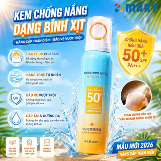 Kem chống nắng dạng bình xịt đầu phủ 360 độ SPF+ PA+++ Mingduo Sunscreen Spray VSZE lọ 150ml, dưỡng ẩm nâng tone da.