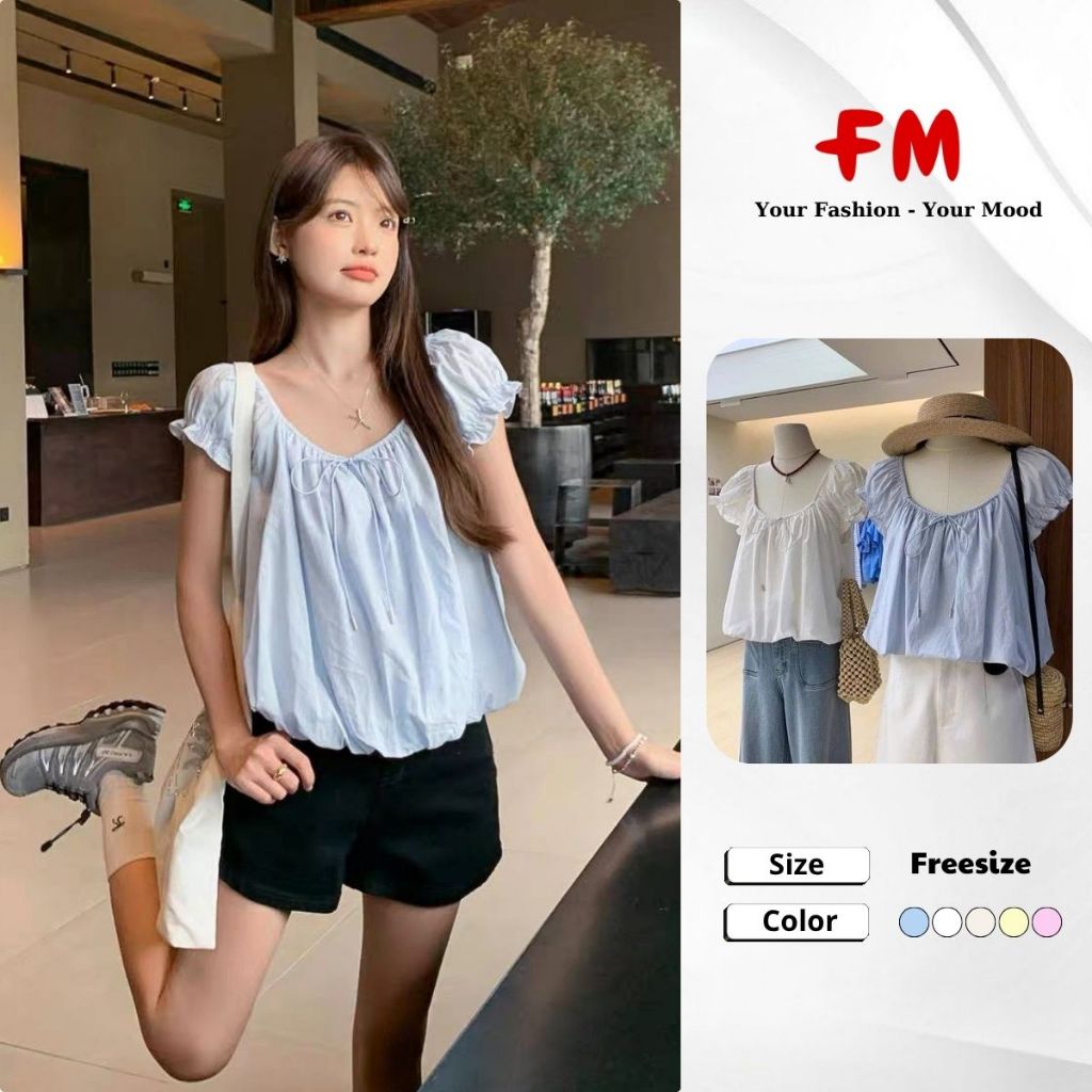Áo Kiểu Chữ U Nữ FMSTYLE Tay Cánh Tiên Lai Bí Form Xinh Phong Cách Hàn Quốc 26050604