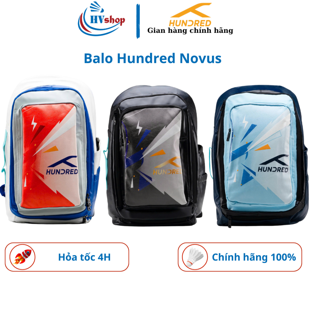 Balo cầu lông Hundred Novus chính hãng, thiết kế năng động, trẻ trung, dễ sử dàng sử dụng - HVShop