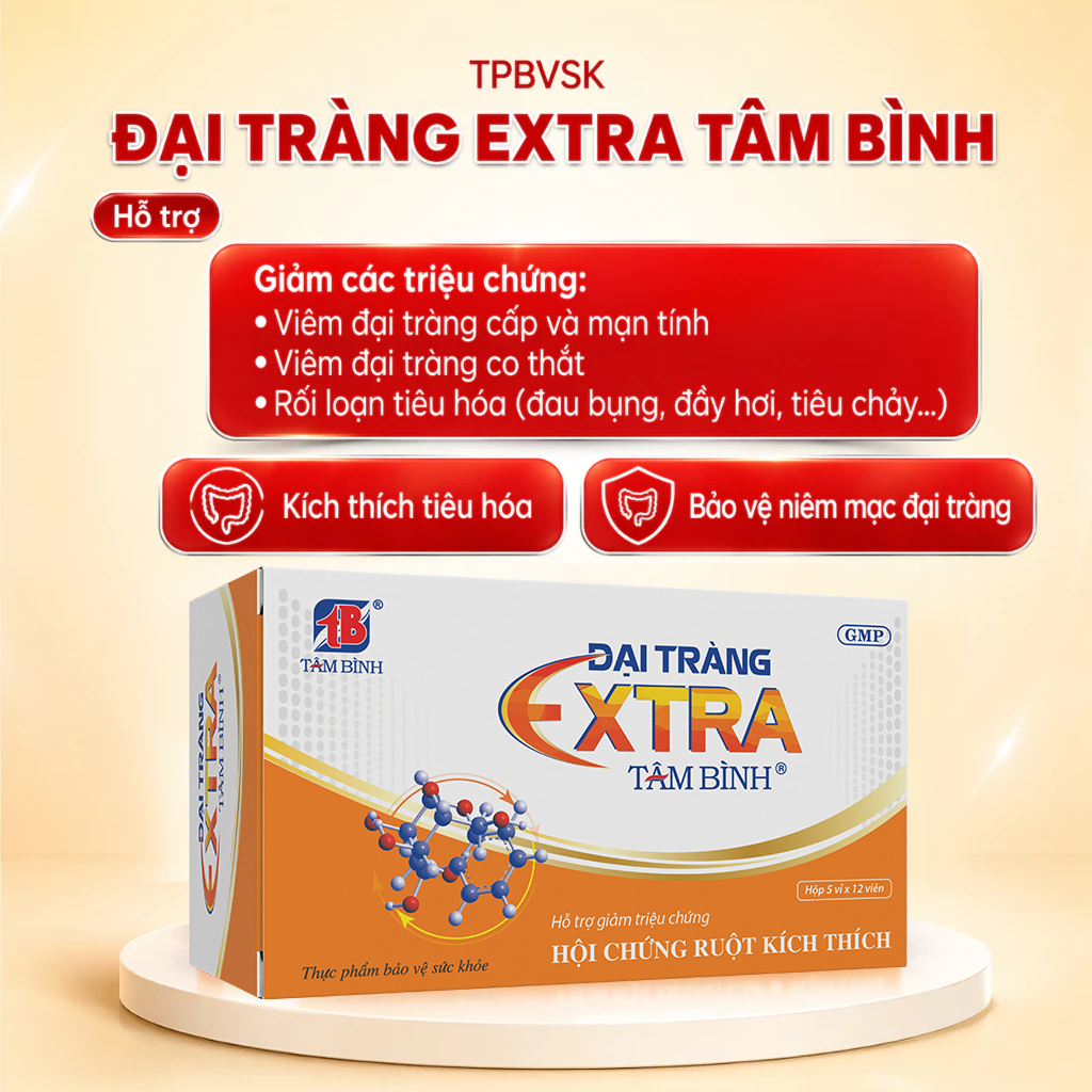 Combo 02 hộp Đại tràng Extra Tâm Bình hỗ trợ viêm đại tràng, bảo vệ niêm mạc hộp 5 vỉ x 12 viên