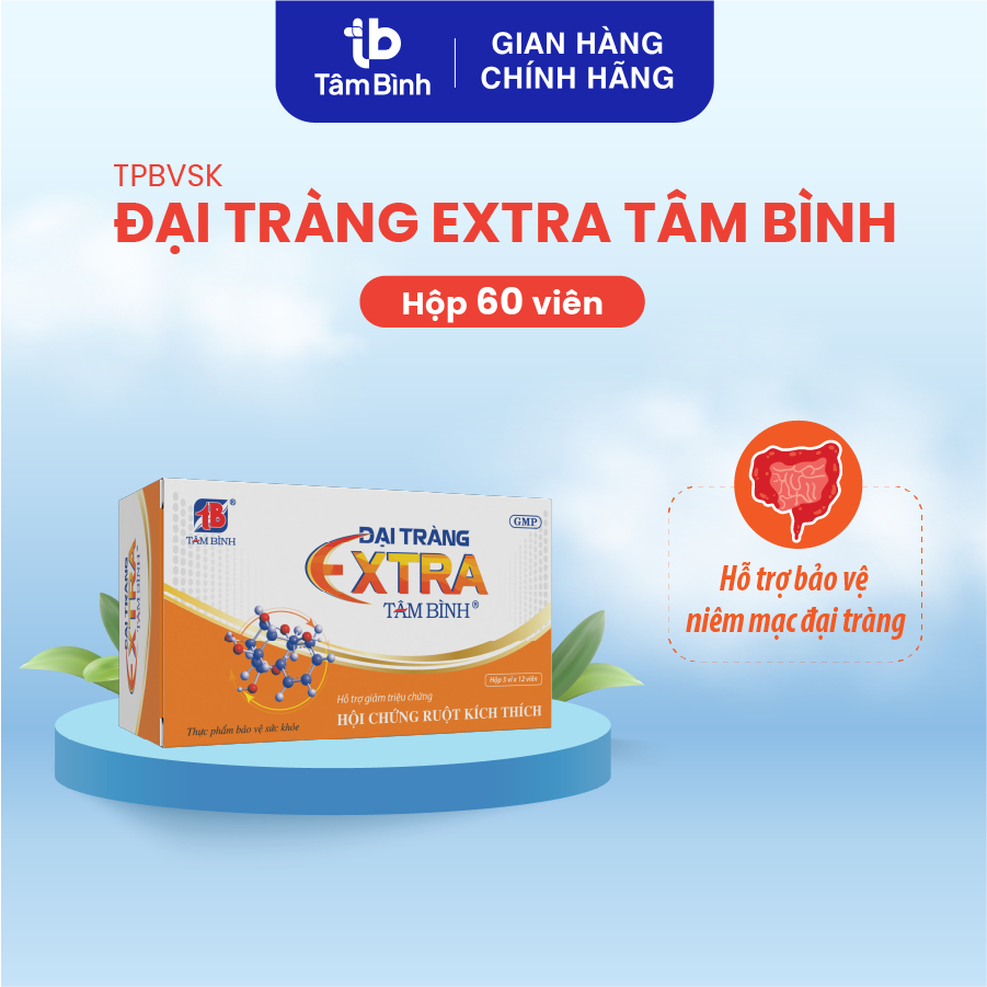 Đại tràng Extra Tâm Bình hỗ trợ giảm viêm đại tràng, đau bụng, đầy hơi hộp 5 vỉ x 12 viên