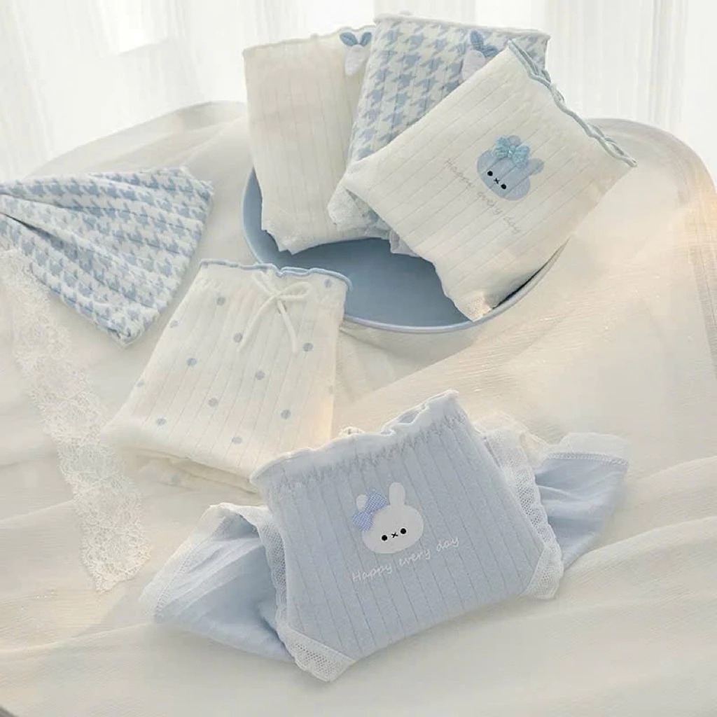 [Peinn] Combo 10 Quần Lót Nữ Cotton - Hoạ Tiết Thỏ Nơ Caro - Thấm Hút Mồ Hôi - Viền Ren Sexy - CS049