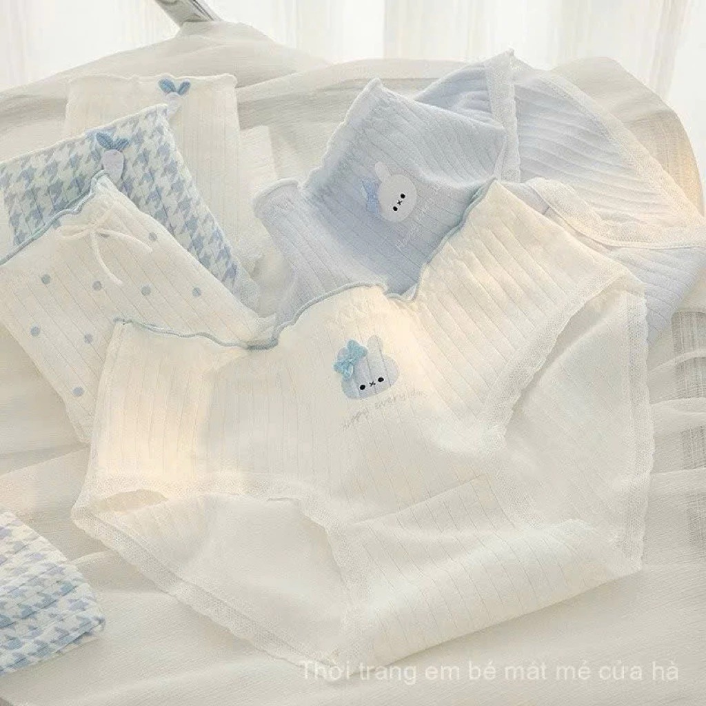 [Peinn] Combo 10 Quần Lót Nữ Cotton - Hoạ Tiết Thỏ Nơ Caro - Thấm Hút Mồ Hôi - Viền Ren Sexy - CS049