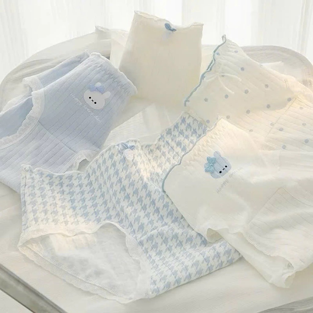 [Peinn] Combo 10 Quần Lót Nữ Cotton - Hoạ Tiết Thỏ Nơ Caro - Thấm Hút Mồ Hôi - Viền Ren Sexy - CS049