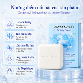 Xà phòng bọt tinh chất sạch thoáng, cho da sạch thoáng hơn, làm sạch nhẹ nhàng, dùng cho mặt và cơ thể 50g, bọt
