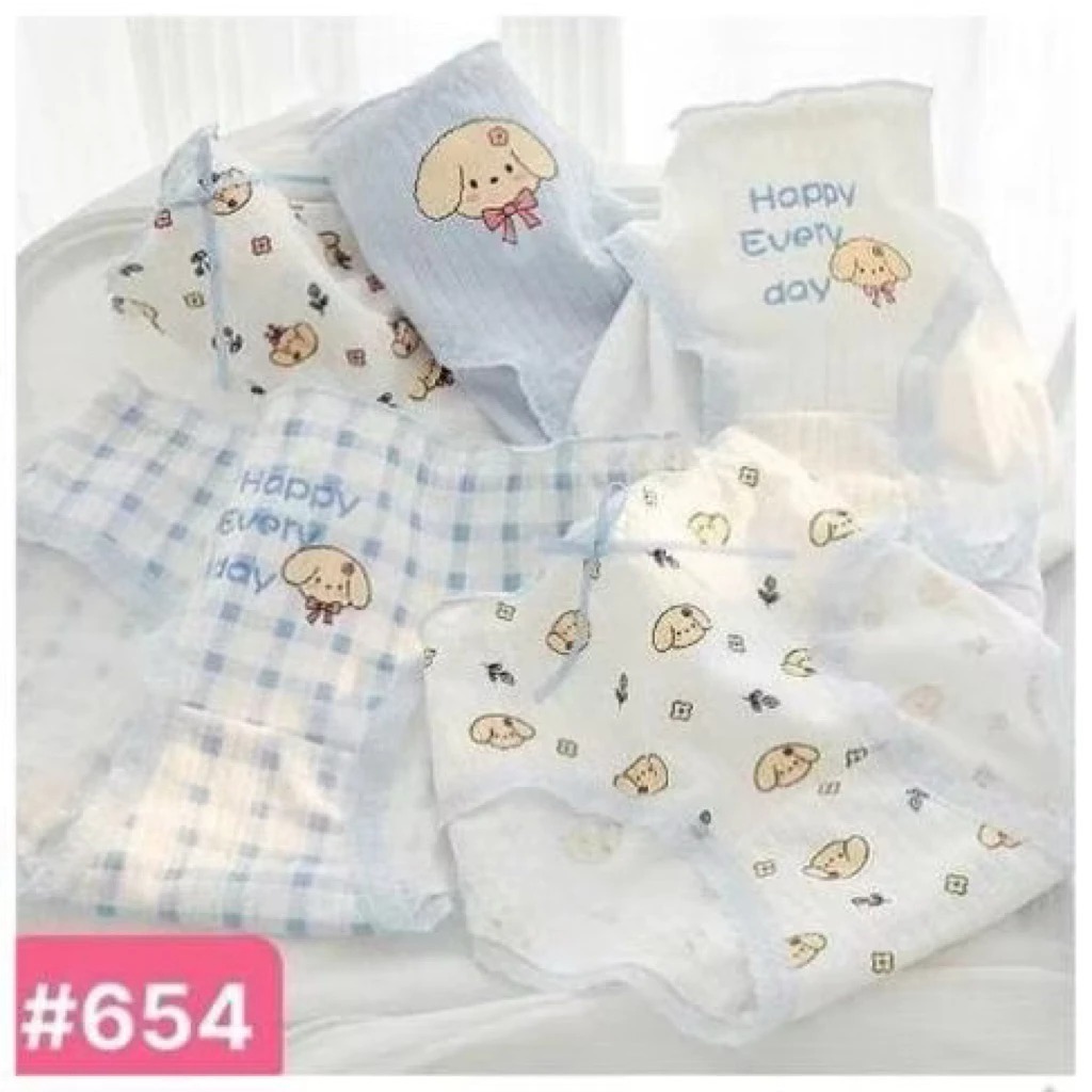 [Peinn] Combo 10 Quần Lót Nữ Cotton Điều Hòa CS69 Họa Tiết Cún Con Nơ Xinh Vải Xô Thông Hơi