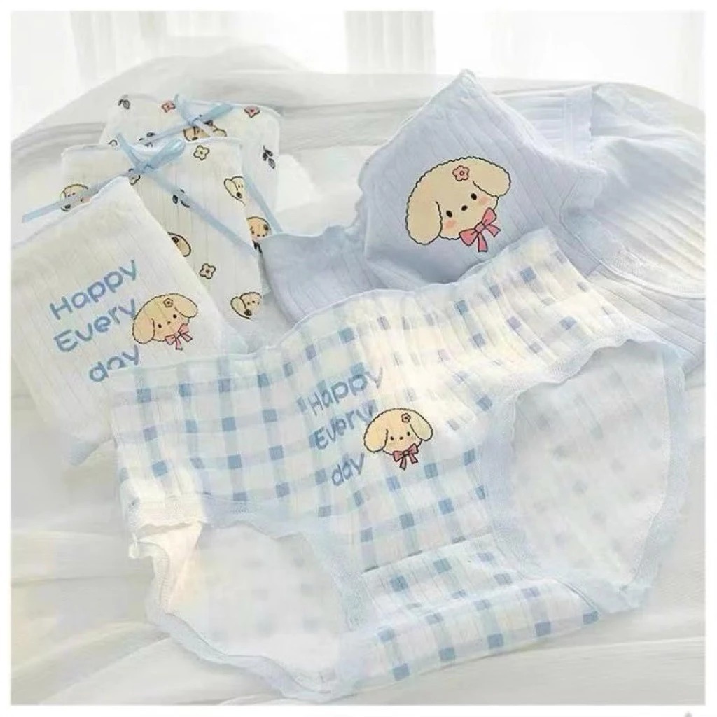 [Peinn] Combo 10 Quần Lót Nữ Cotton Điều Hòa CS69 Họa Tiết Cún Con Nơ Xinh Vải Xô Thông Hơi