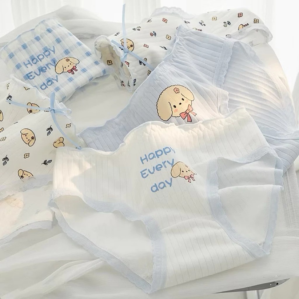 [Peinn] Combo 10 Quần Lót Nữ Cotton Điều Hòa CS69 Họa Tiết Cún Con Nơ Xinh Vải Xô Thông Hơi