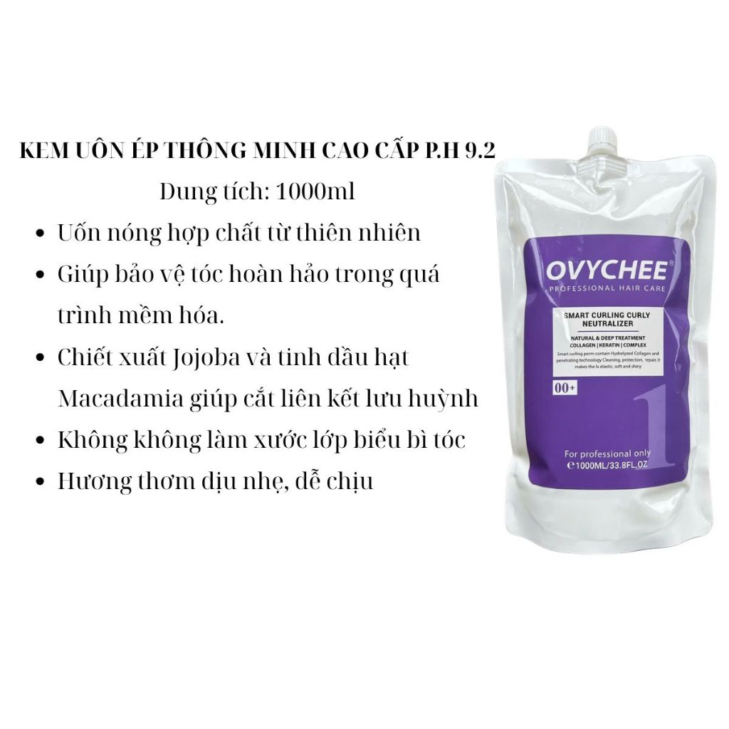 Thuốc uốn - ép OVYCHEE - 1000ml Sóng xoăn căng bóng, mềm mại tự nhiên, mùi thơm dễ chịu