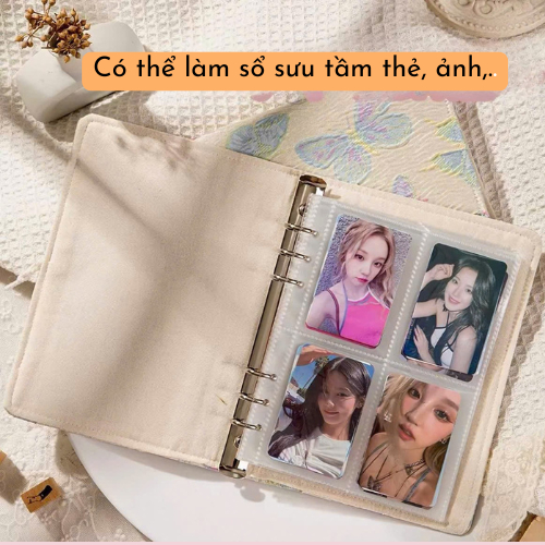 (BÌA VÀ GIẤY ĐƯỢC BÁN RIÊNG) Bìa Sổ Còng A5 A6, Bìa Sổ Tay Vintage Vải Xinh Xắn, Lõi Giấy Refill Rời