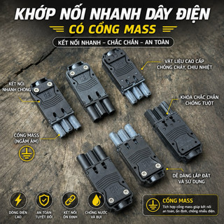 Combo 6 Khớp Nối Nhanh Dây Điện Có Cổng Mass 2P/3P – Jack Nối Điện Chịu Tải Cao, Kết Nối Nhanh