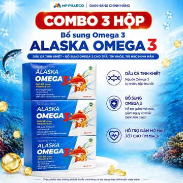 Combo 3-TPBVSK Alaska Omega 3 bổ sung Omega 3 ,Vitamin e hỗ trợ cho sức khỏe tim mạch ,tốt cho sức khỏe ,hộp 60 viên