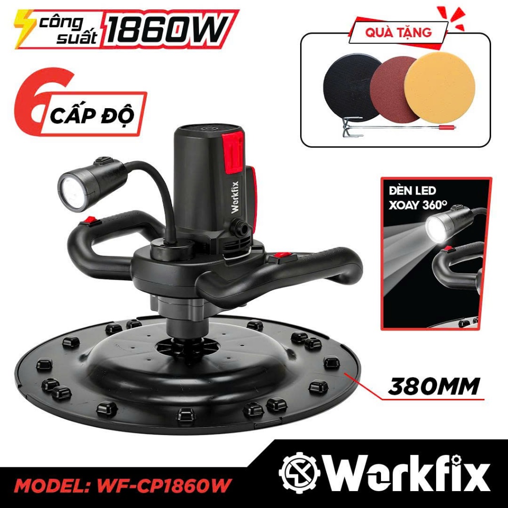 [TẶNG BỘ PHỤ KIỆN] Máy Xoa Vữa Chát Tường Workfix WF-CP1860W Công Suất 1680W - 6 Tốc Độ - Xoa Vữa, Khuấy Sơn, Chà Nhám
