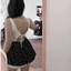Áo Kiểu Nữ BABEE Hai Dây Bản To Phối Tùng Chấm Bi Thiết Kế Khoét Lưng Gợi Cảm Sang Trọng Cá Tính