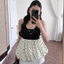 Áo Kiểu Nữ BABEE Hai Dây Bản To Phối Tùng Chấm Bi Thiết Kế Khoét Lưng Gợi Cảm Sang Trọng Cá Tính