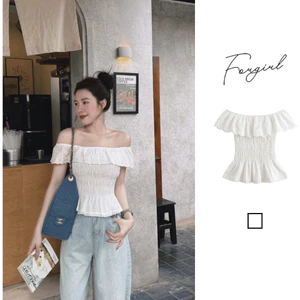 Áo Trễ Vai Nữ BORA ForgirlStudio Tay Bèo Viền Ren Form Xòe Phong Cách Tiểu Thư Hàn Quốc T227