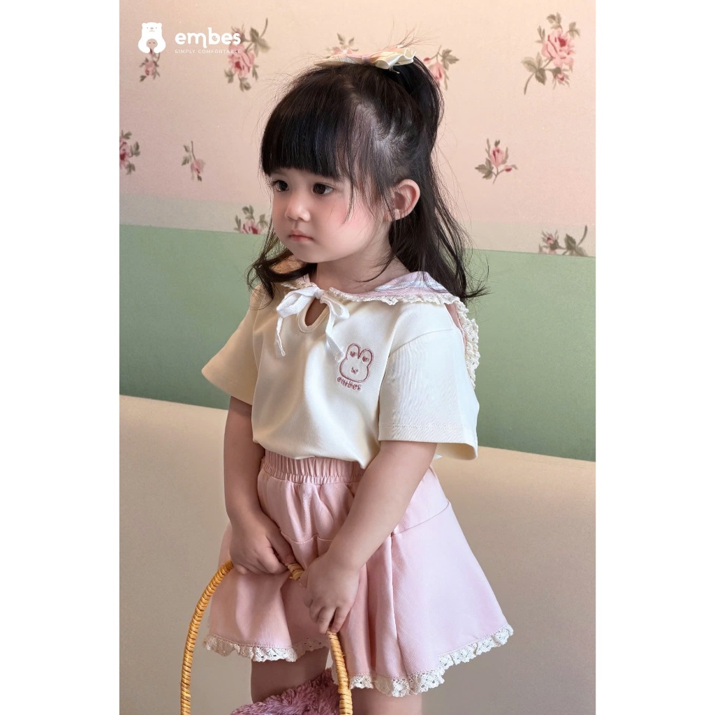 Set Váy Bé Gái Embes, Set Váy Thủy Thủ Phối Chân Váy Có Lót Trong Chất Cotton Cho Bé Gái Từ 8-17Kg