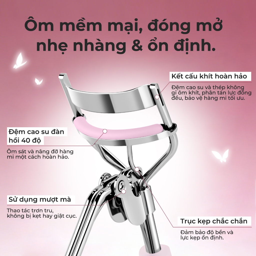 BLJ Kẹp Bấm Mi Clip Lông Mi Dụng Cụ Uốn Lông Mi Kèm Đệm Thay Thế Tiện Dụng