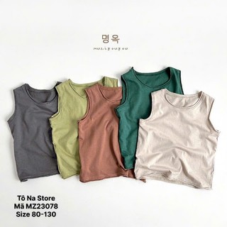 Áo ba lỗ sát nách mùa hè QCCC cho bé trai vải cotton cao cấp thoáng mát basic cho bé từ 9-28kg MZ23078