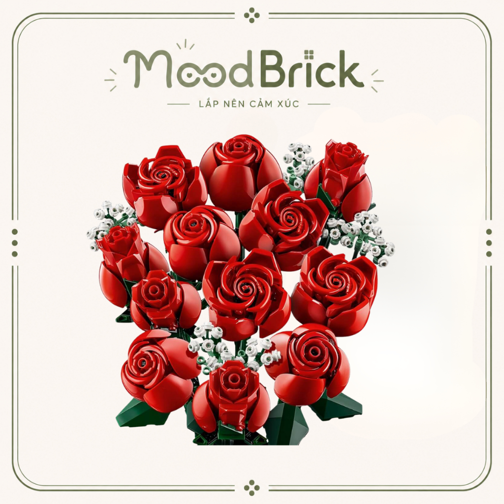 Đồ chơi lắp ráp Bó hoa Hồng Đỏ nghệ thuật - Xếp hình trang trí thông minh MooBrick