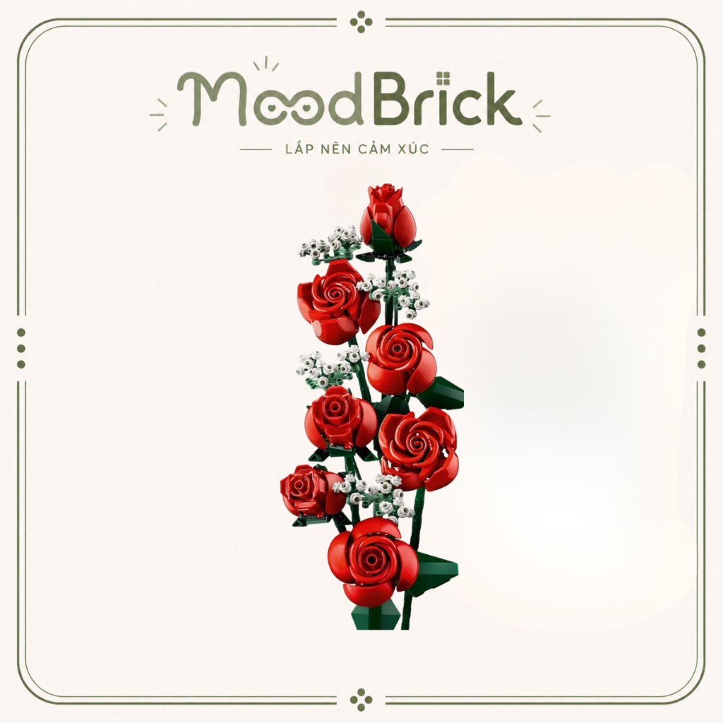 Đồ chơi lắp ráp Bó hoa Hồng Đỏ nghệ thuật - Xếp hình trang trí thông minh MooBrick