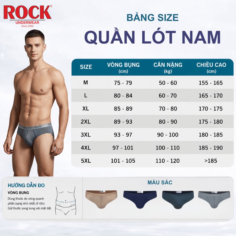 Quần Lót Nam ROCK QA423 Phối Lưới Mỏng Nhẹ Êm Ái, Đồ Lót Nam Ôm Sát Không Bí Bách Cao Cấp