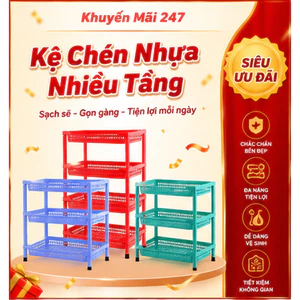 Kệ Chén Nhựa Chữ Nhật 2-3-4 Tầng Đa Năng - Giá Để Bát Đĩa Bền Đẹp
