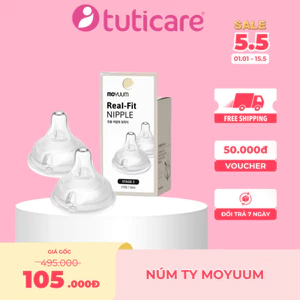 Núm Ti Moyuum Silicone Siêu Mềm Moyuum Hàn Quốc Thiết Kế Thông Minh Chống Sặc Giảm Đầy Hơi Cho Bé